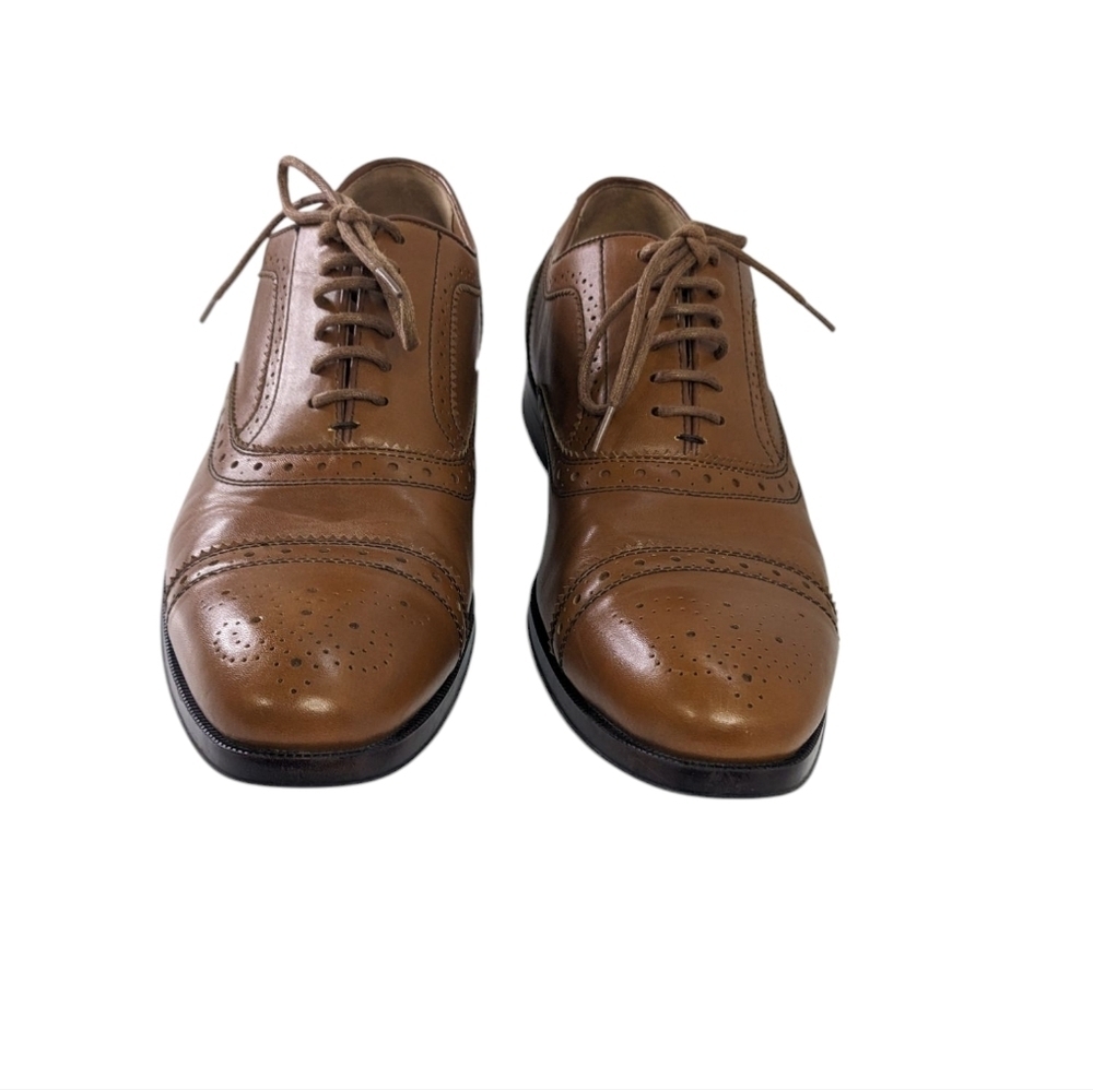 Perry Ellis Portfolio Oxford  cognac business career  began leather shoe size 11